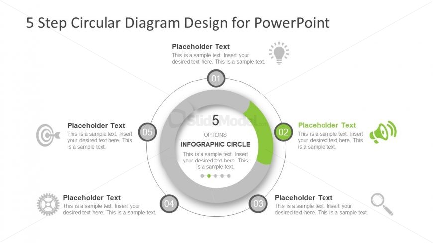 Editable 5 Steps Infographic Circular Process Slidemo 4029