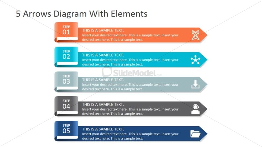 PPT Flat Ribbon Arrows 