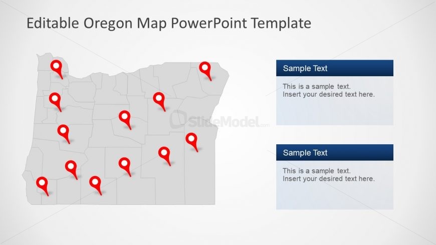 Flat Map of Oregon State USA