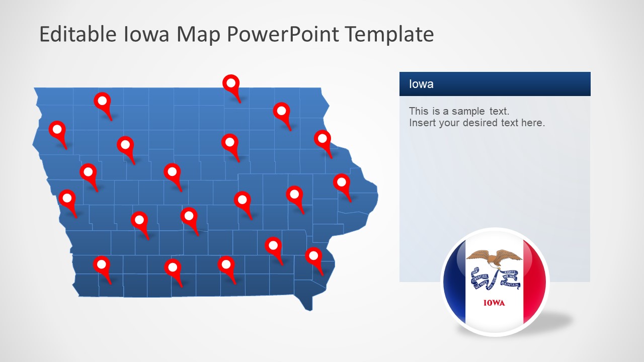 County Map Of Iowa Powerpoint Slidemodel