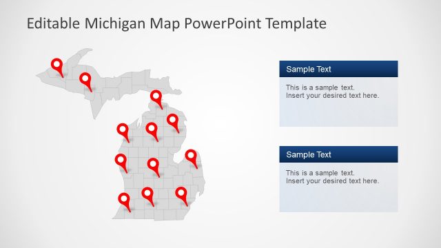 Editable Map of Michigan State PPT