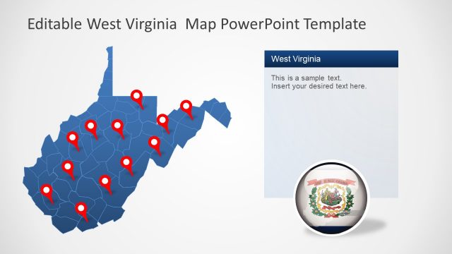Map of West Virginia with Counties PowerPoint