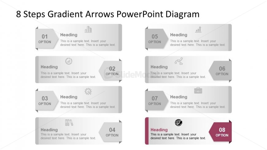 Template of 8 Arrow Highlight Diagram