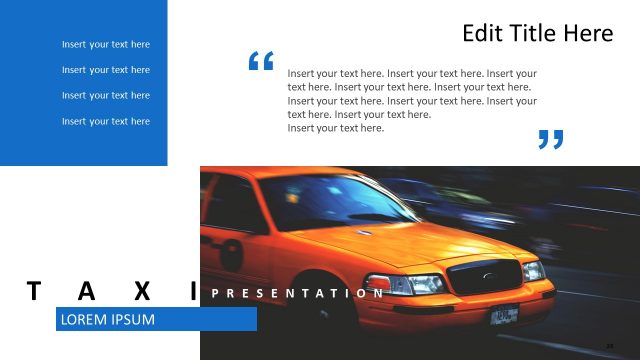 Taxi Themes Presentation Cover Layout