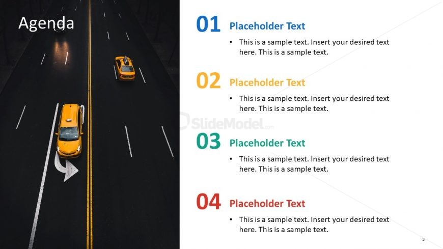 Taxi in Traffic Agenda PowerPoint - SlideModel