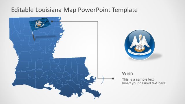 Flag and Map of Louisiana in PowerPoint