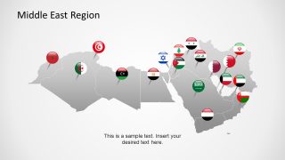 Editable Map Middle East and Flag GPS Markers