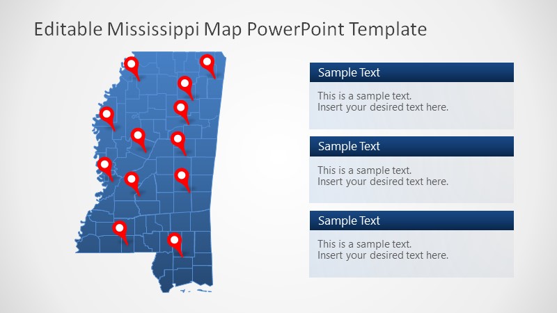 PowerPoint Map Template Mississippi Blue Template