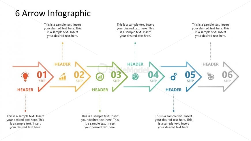 6 Arrows Milestone PowerPoint Timeline