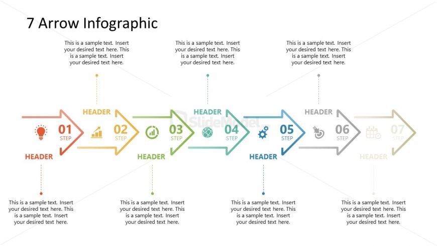 7 Arrows Milestone PowerPoint Timeline