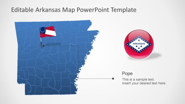 Blue Map or Arkansas in PowerPoint