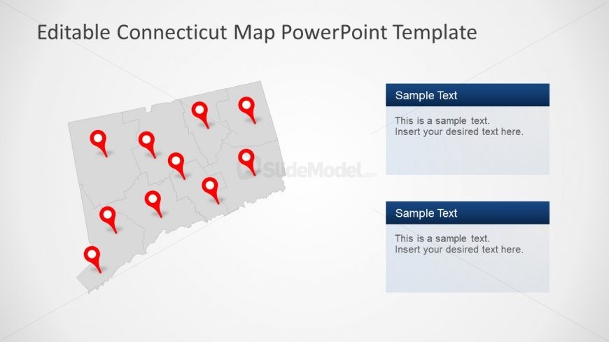 Location Markers on Connecticut Map