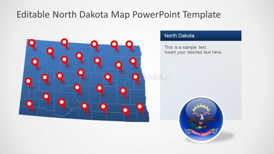 Flat Outline Map of North Dakota
