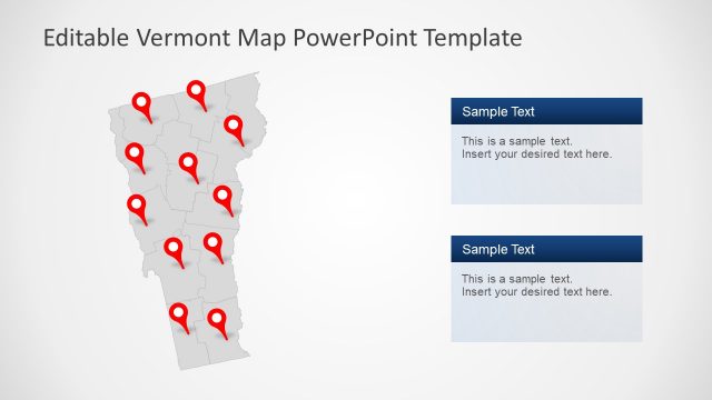 PPT Map of Vermont with Location Markers
