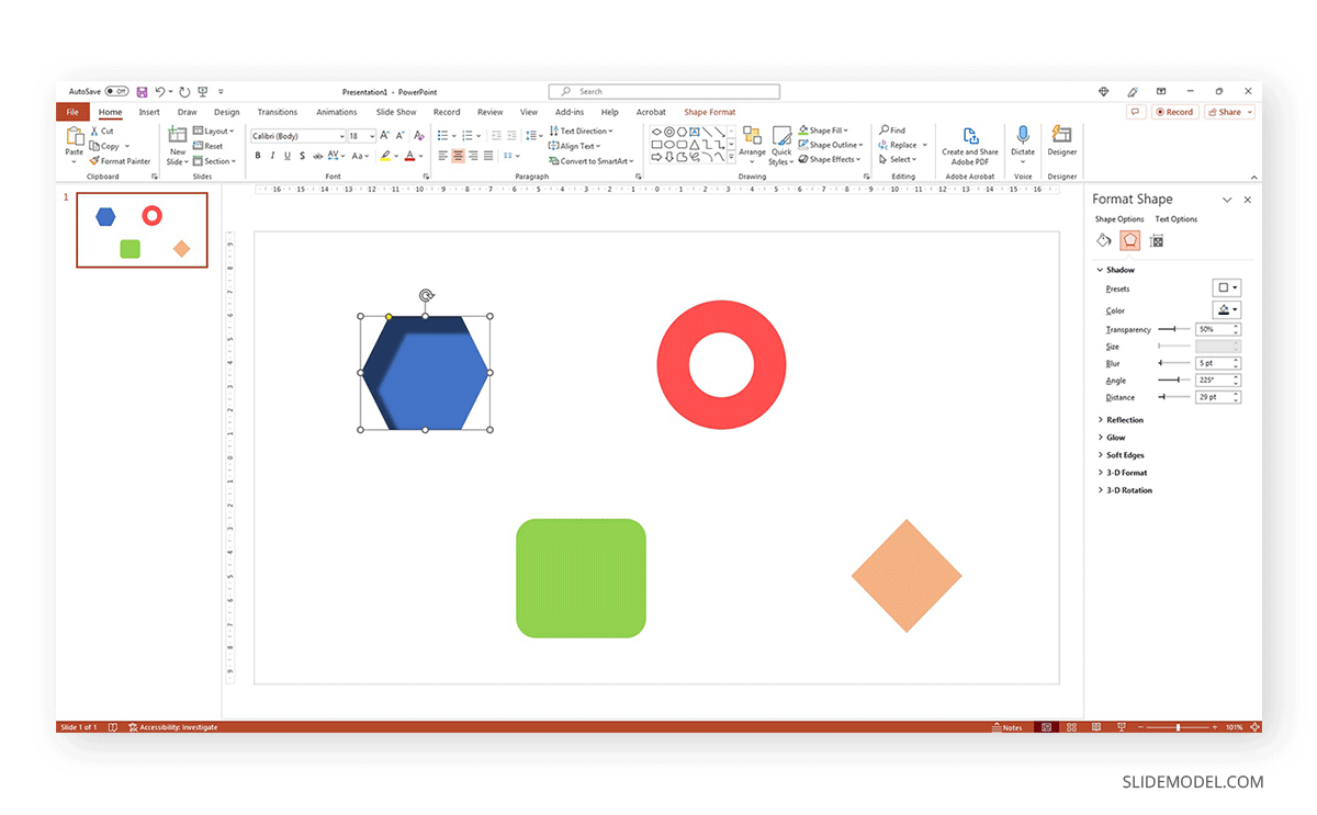 Enlarged inner shadow effect in PowerPoint