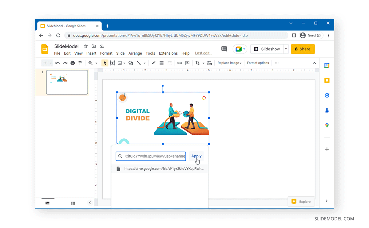 Ajouter un lien hypertexte à l'image dans Google Slides