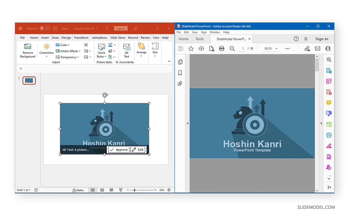 Capture d'écran insérée avec lien dans PowerPoint