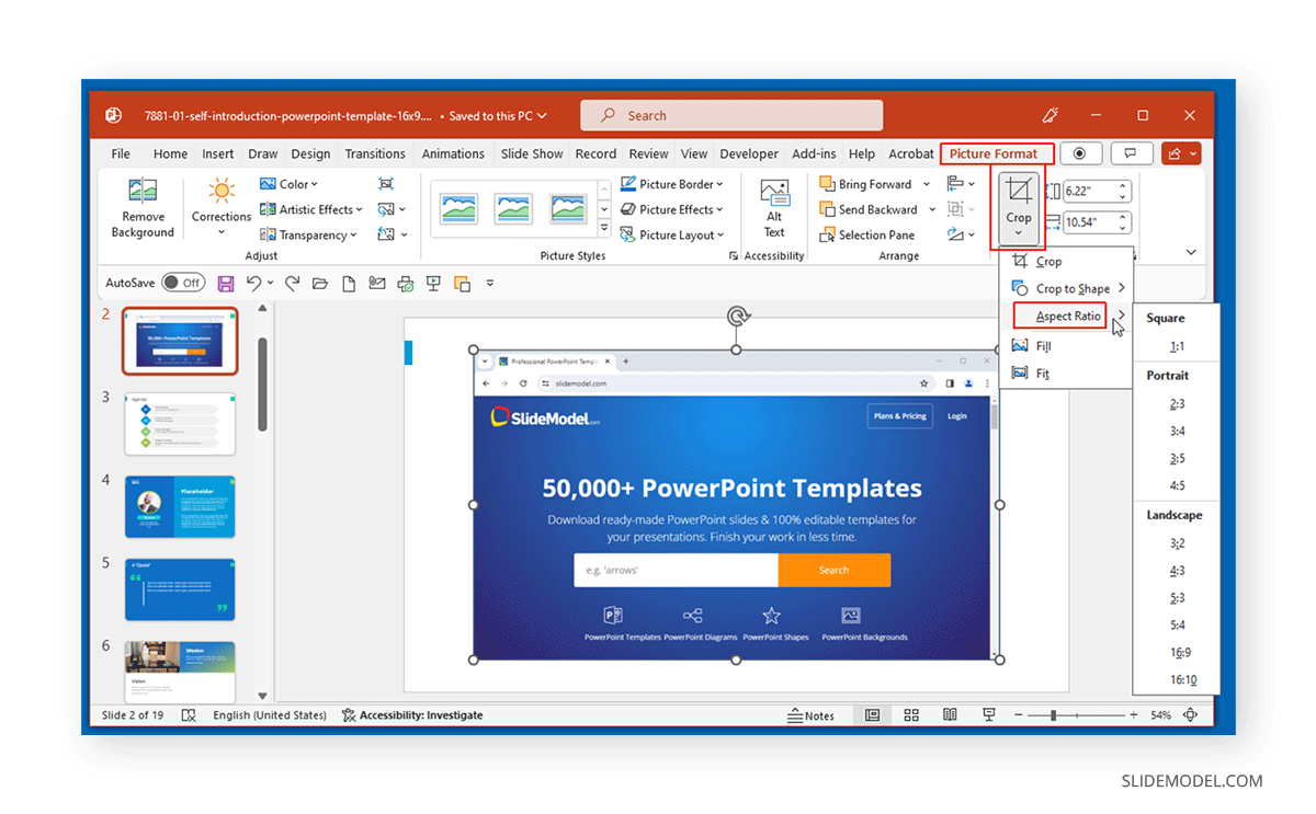 Aspect ratio crop in PowerPoint