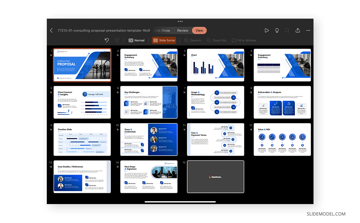 How to work with Slide Sorter View on PowerPoint for iPad