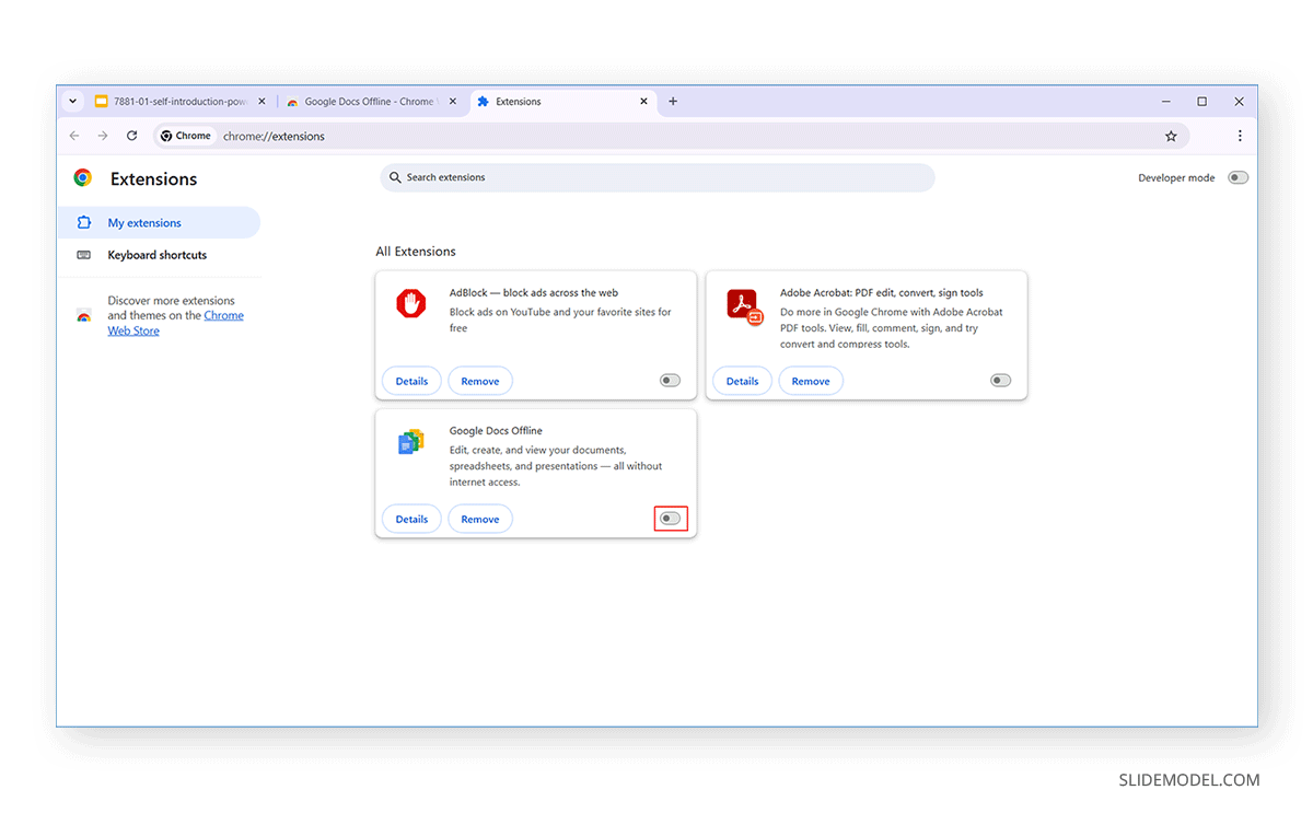 Activating the Google Docs Offline extension from Chrome Extensions