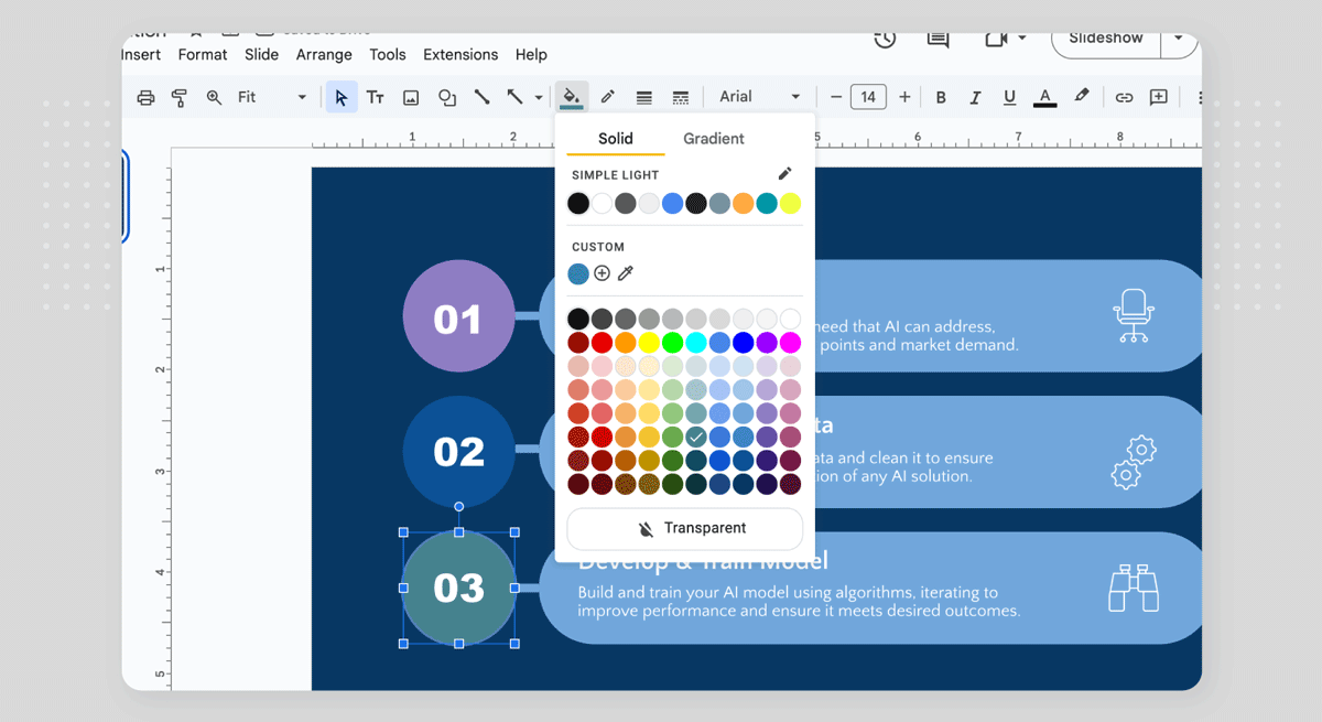 Changing shape color fill in infographic