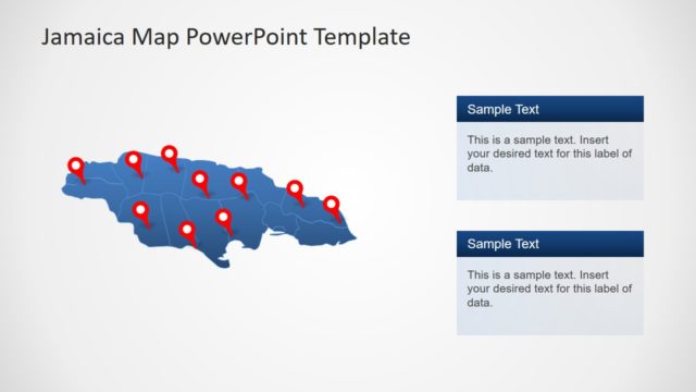 Editable Silhouette Map of Jamaica