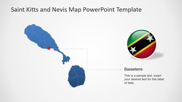 Blue Silhouette Map Saint Kitts and Nevis