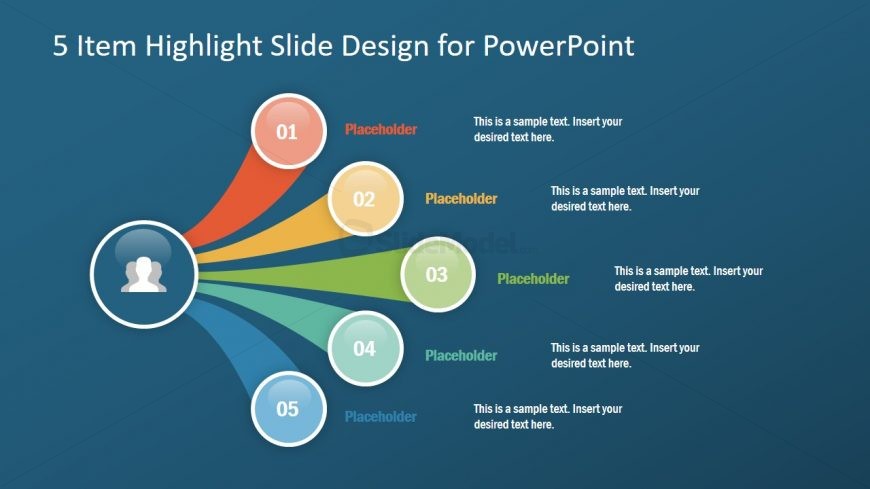 PPT Spoke Diagram 5 Items