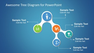 Awesome tree diagram for PowerPoint presentations with small icons on each node.