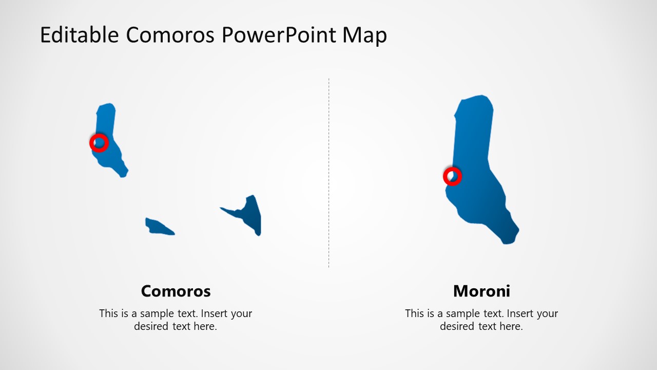 PowerPoint Template Slide for Comoros and Moroni Editable Map