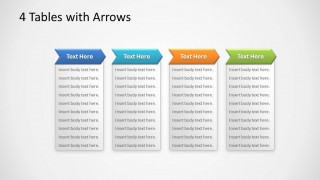 Editable 4 Tables in PowerPoint with Chevron Arrows Process