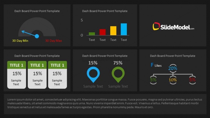 Dashboard Slide Design for PowerPoint with Dark Background