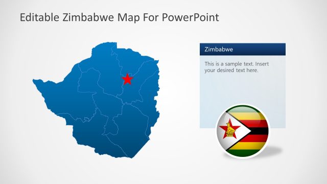 Zimbabwe Map with Red Star Highlighter