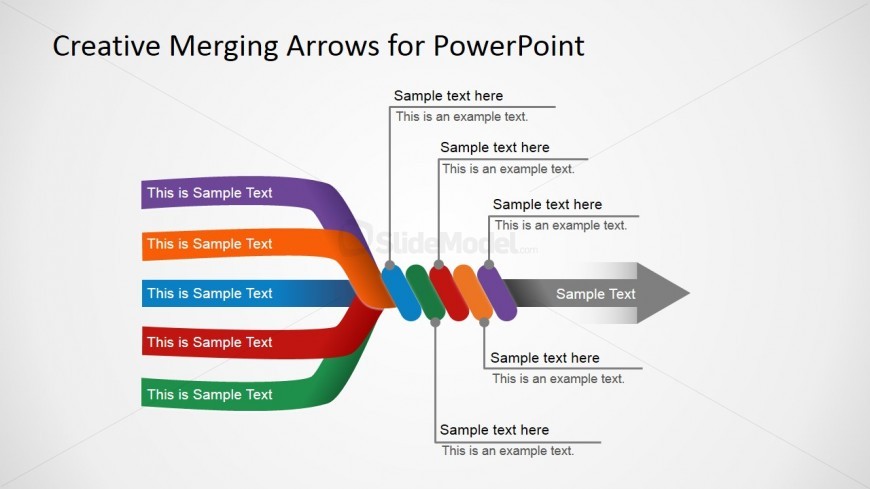 Slide with 5 Arrows Converging in 1 Final Arrow