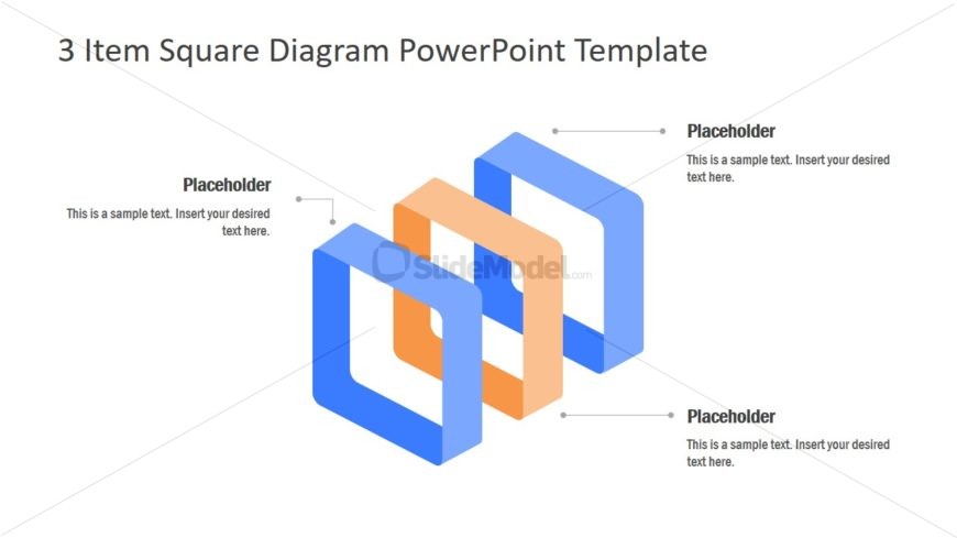Square Blocks for 3 Item Diagram PPT