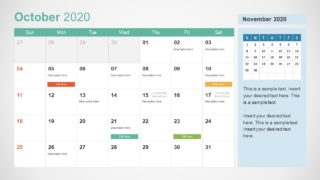 October Calendar PowerPoint Template for 2020