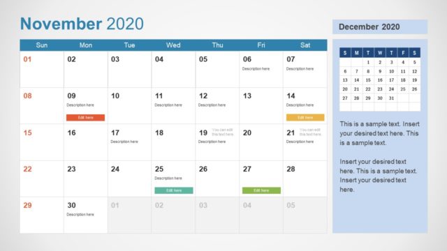2020 Calendar PowerPoint November
