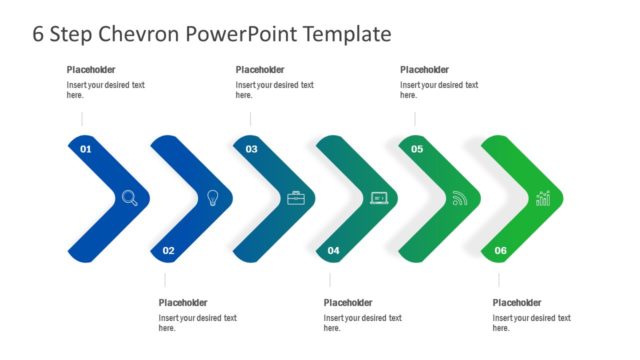 PowerPoint 6 Steps Diagram of Chevron