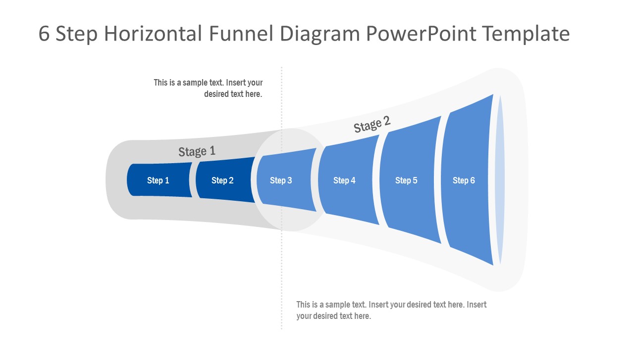 6 Step Horizontal Funnel Diagram For Powerpoint Slidemodel 4780