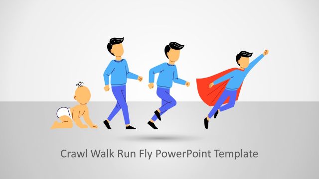 Man Crawl Walk Run Fly PowerPoint Template