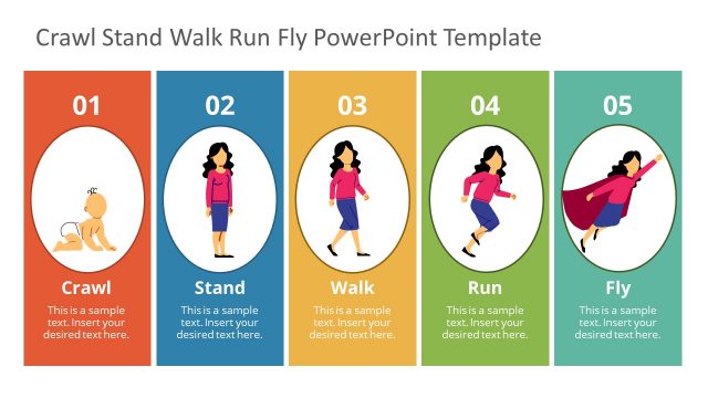 5 Steps Women Progress Diagram PowerPoint