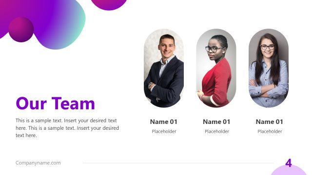 Purple Aesthetic Business PowerPoint Our Team Slide