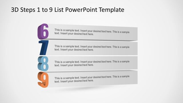 3D Template 6 to 9 Numbered List Template