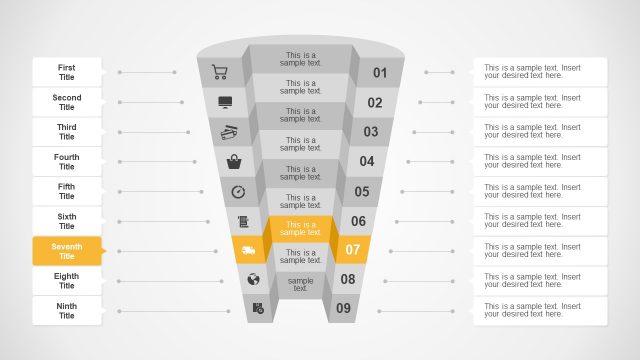 Stage 7 Rectangular PowerPoint Funnel