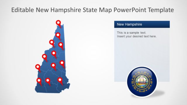Blue Map of New Hampshire PowerPoint