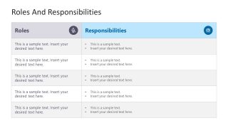 Emergency Management PPT Template - Table of Roles and Responsibilities