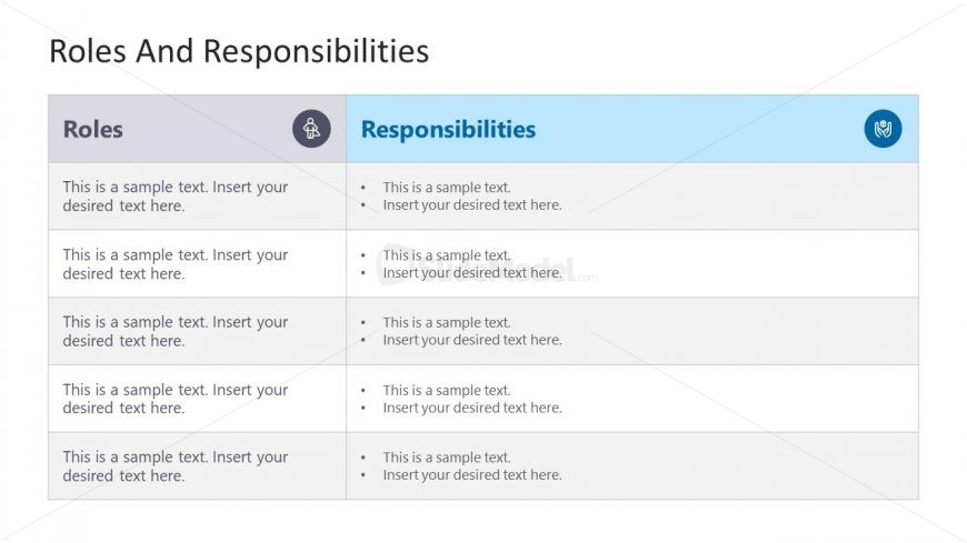 Emergency Management PPT Template - Table of Roles and Responsibilities