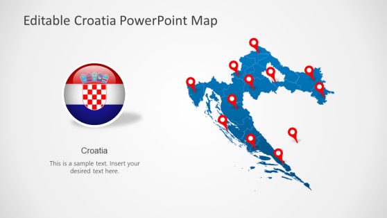 Editable Croatia Map Template for PowerPoint