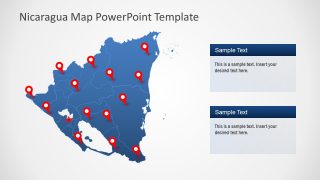 Blue Editable Map of Nicaragua 