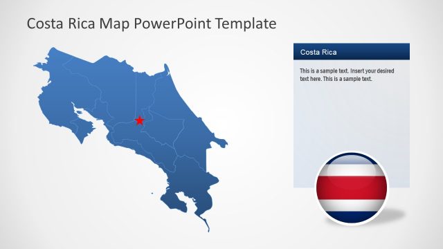 Blue Editable Map of Costa Rica PPT